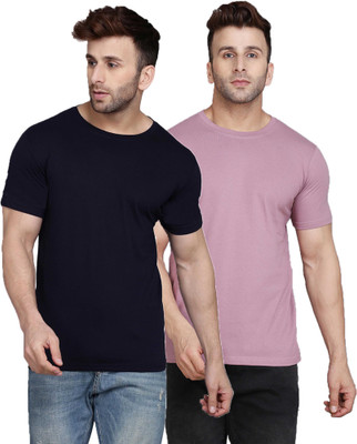 SLOWLORIS Solid Men Round Neck Multicolor T-Shirt