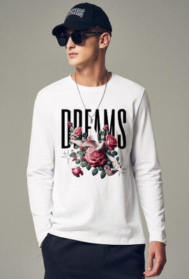 Aditi Fashion Printed, Typography Men Round Neck White T-Shirt