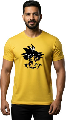 Shvet Printed Men Round Neck Yellow T-Shirt