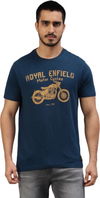 ROYAL ENFIELD Printed Men Round Neck Blue T-Shirt