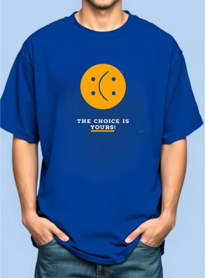 BLOSSOMTRADER Printed Men Round Neck Blue T-Shirt