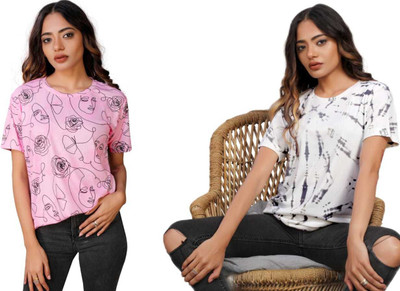 Apache Printed Women Round Neck Multicolor T-Shirt