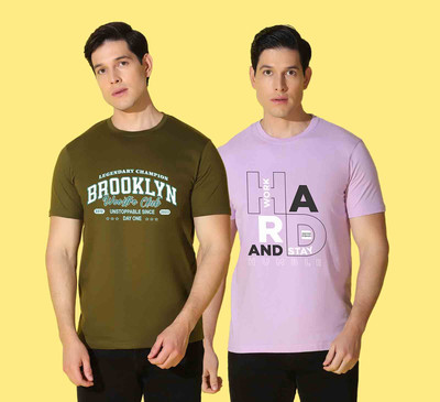 WOOSTRO Printed Men Round Neck Multicolor T-Shirt