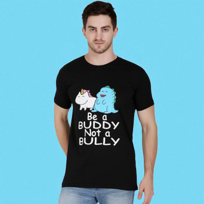 Faricon Trend Solid Men Round Neck Black T-Shirt