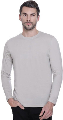 LV CARE Solid, Sporty, Self Design Men Round Neck Grey T-Shirt