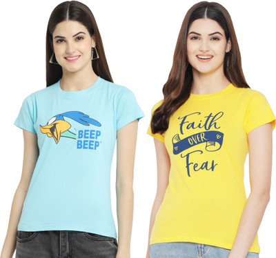 Tromko Printed Women Round Neck Multicolor T-Shirt