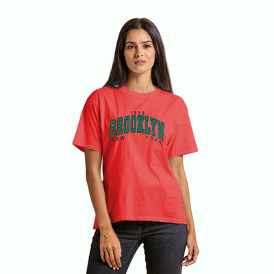 HouseOfCommon Graphic Print Women Round Neck Red T-Shirt