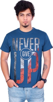 JACOBY Printed Men Round Neck Blue T-Shirt