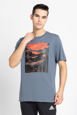 ADIDAS Graphic Print Men Crew Neck Black T-Shirt