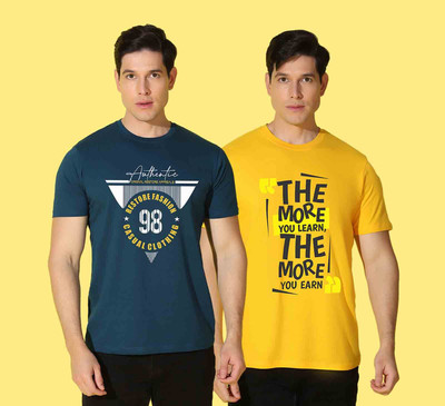WOOSTRO Printed Men Round Neck Multicolor T-Shirt