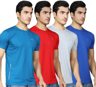 SUPERSQUAD Solid Men Round Neck Red, Dark Blue, Grey, Blue T-Shirt