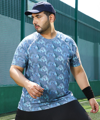 Instafab Plus Printed Men Crew Neck Blue T-Shirt