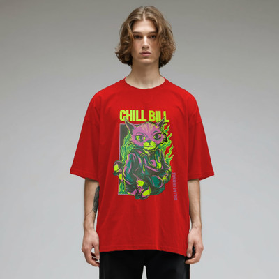 Sahuone Printed, Typography Men Round Neck Red T-Shirt