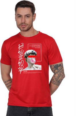 StutiUnique Graphic Print Men Round Neck Red T-Shirt