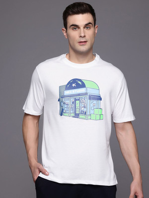 HRX by Hrithik Roshan Printed Men Round Neck White T-Shirt