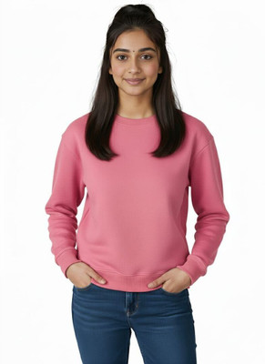 HOC Solid Women Round Neck Pink T-Shirt