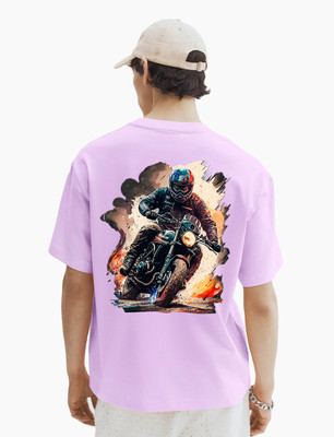 BubbleTwyst Printed Men Round Neck Purple T-Shirt