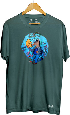 THE PRINT PLATTER Printed Men Round Neck Dark Green T-Shirt