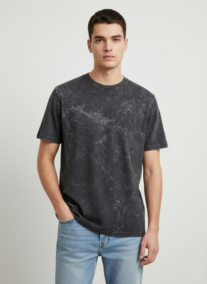 THE GENT CODEE Printed Men Round Neck Black T-Shirt