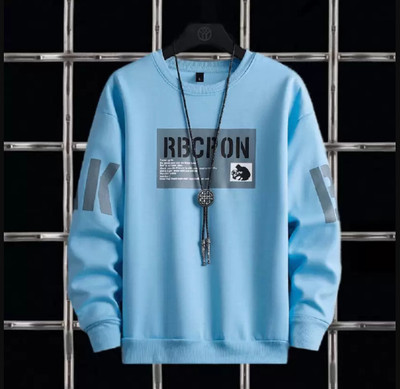 Majexic Printed Men Round Neck Light Blue T-Shirt