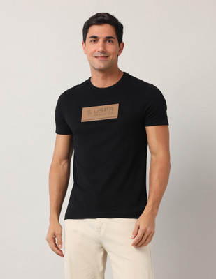 U.S. POLO ASSN. Graphic Print Men Round Neck Black T-Shirt