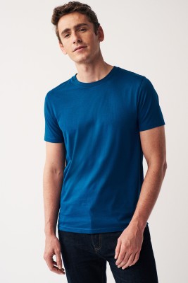 Texcido Solid Men Round Neck Blue T-Shirt