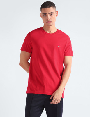 TOMMY HILFIGER Solid Men Round Neck Red T-Shirt