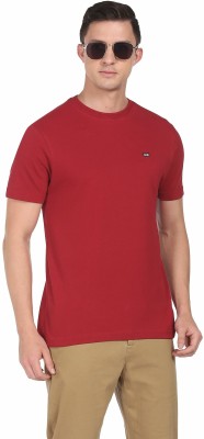 Arrow Sport Solid Men Round Neck Red T-Shirt