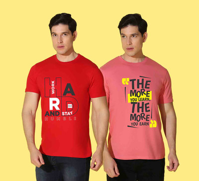 WOOSTRO Printed Men Round Neck Multicolor T-Shirt