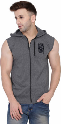 GEUM Graphic Print Men Hooded Neck Grey T-Shirt