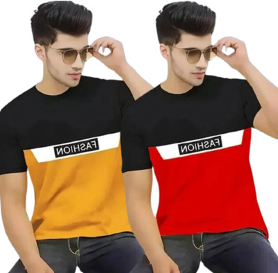 URE Enterprises Graphic Print Men Round Neck Yellow, Red T-Shirt