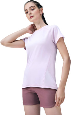 Chicaria Solid Women Round Neck Purple T-Shirt