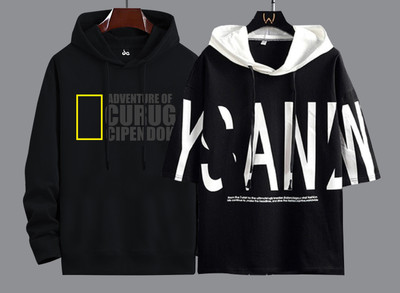 Kay Dee Printed Men Hooded Neck Black T-Shirt