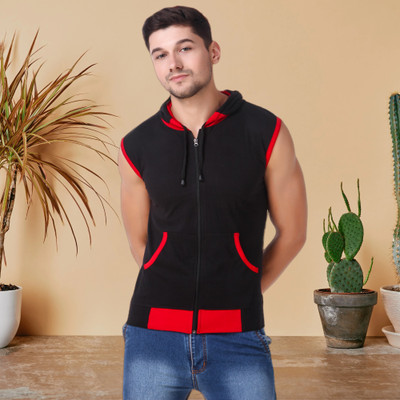 LOMOVAS Solid Men Hooded Neck Black T-Shirt