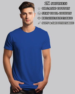 UrGear Solid Men Round Neck Blue T-Shirt