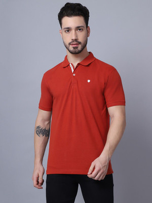 CANTABIL Solid Men Polo Neck Maroon T-Shirt