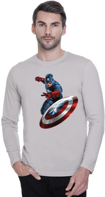 LV CARE Printed Men Round Neck Grey T-Shirt