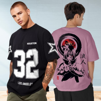 Jump Cuts Printed Men Round Neck Multicolor T-Shirt