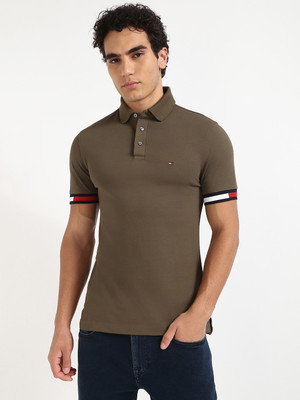 TOMMY HILFIGER Solid Men Polo Neck Green T-Shirt