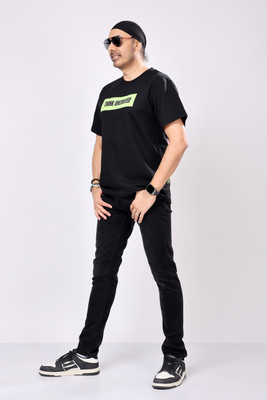 Stylox Printed Men Crew Neck Black T-Shirt