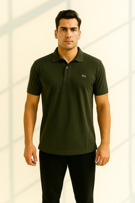 Force NXT Solid Men Polo Neck Green T-Shirt