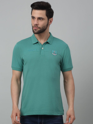 CANTABIL Solid Men Polo Neck Green T-Shirt