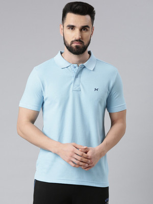 Force NXT Solid Men Polo Neck Blue T-Shirt