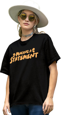 Fighterhero Printed Women Round Neck Black T-Shirt