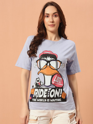THE DRY STATE Printed Women Round Neck Grey T-Shirt