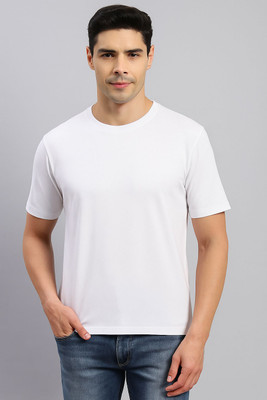 MH MOGHAHILLS Solid Men Round Neck White T-Shirt