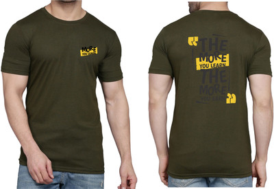 WOOSTRO Printed, Typography Men Round Neck Dark Green T-Shirt