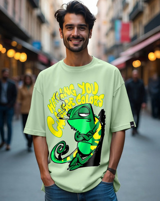 BEWAKOOF Printed Men Round Neck Green T-Shirt