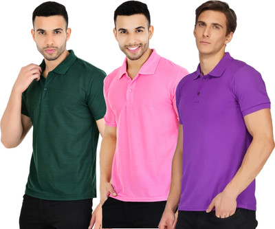 KEOTI Solid Men Polo Neck Multicolor T-Shirt