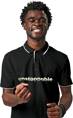 Fighterheero Printed Men Polo Neck Grey T-Shirt